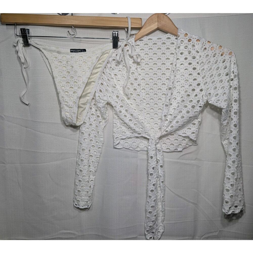 Nasty Gal Womens Swim Set US 2 String Bottoms And Swim‎ Cover Top Coastal Beach